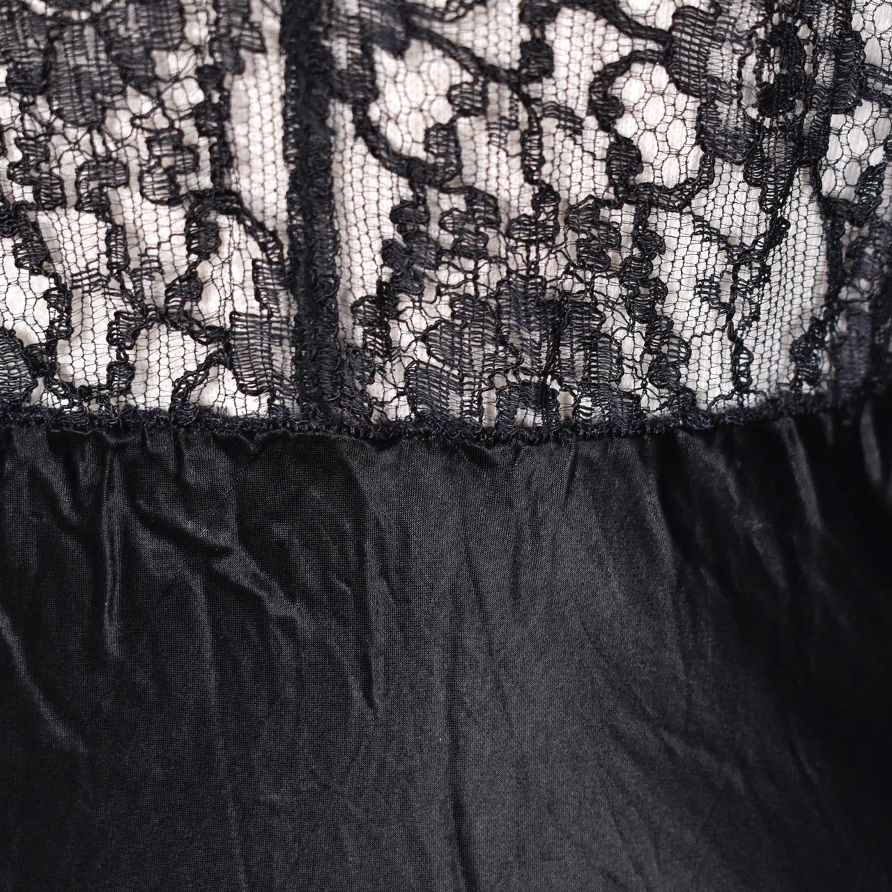 1950s Black Sheer Top Lace Nightgown