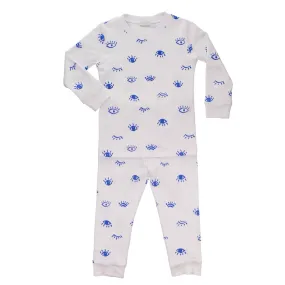 2 Piece Pajamas Eyes White/Blue