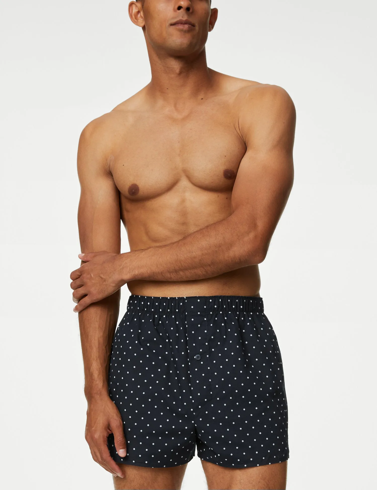 3pk Pure Cotton Polka Dot Woven Boxers