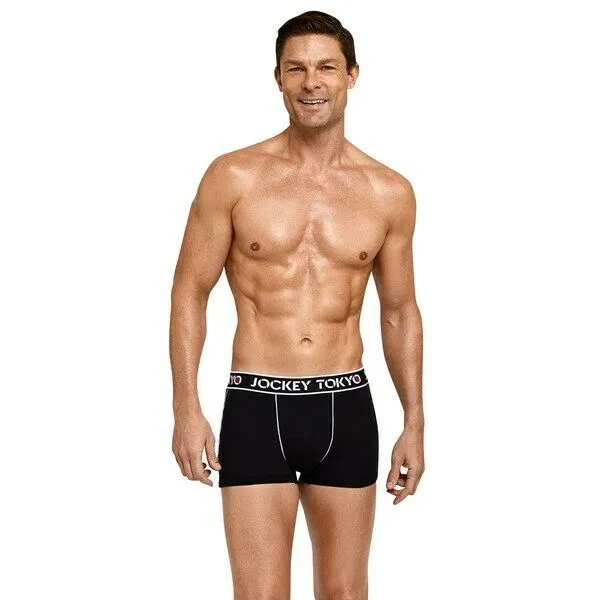 4 x Mens Jockey Tokyo Cotton Trunks Black Comfort Underwear