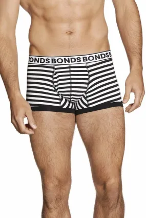 Bonds Mens Striped Slim Fit Trunk Underwear in Black and White - Pack of 5