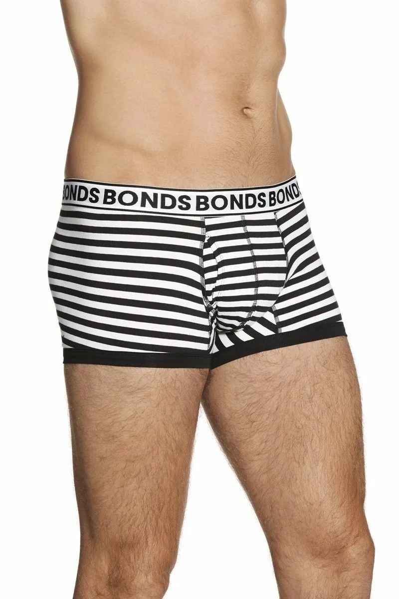 Bonds Mens Striped Slim Fit Trunk Underwear in Black and White - Pack of 5