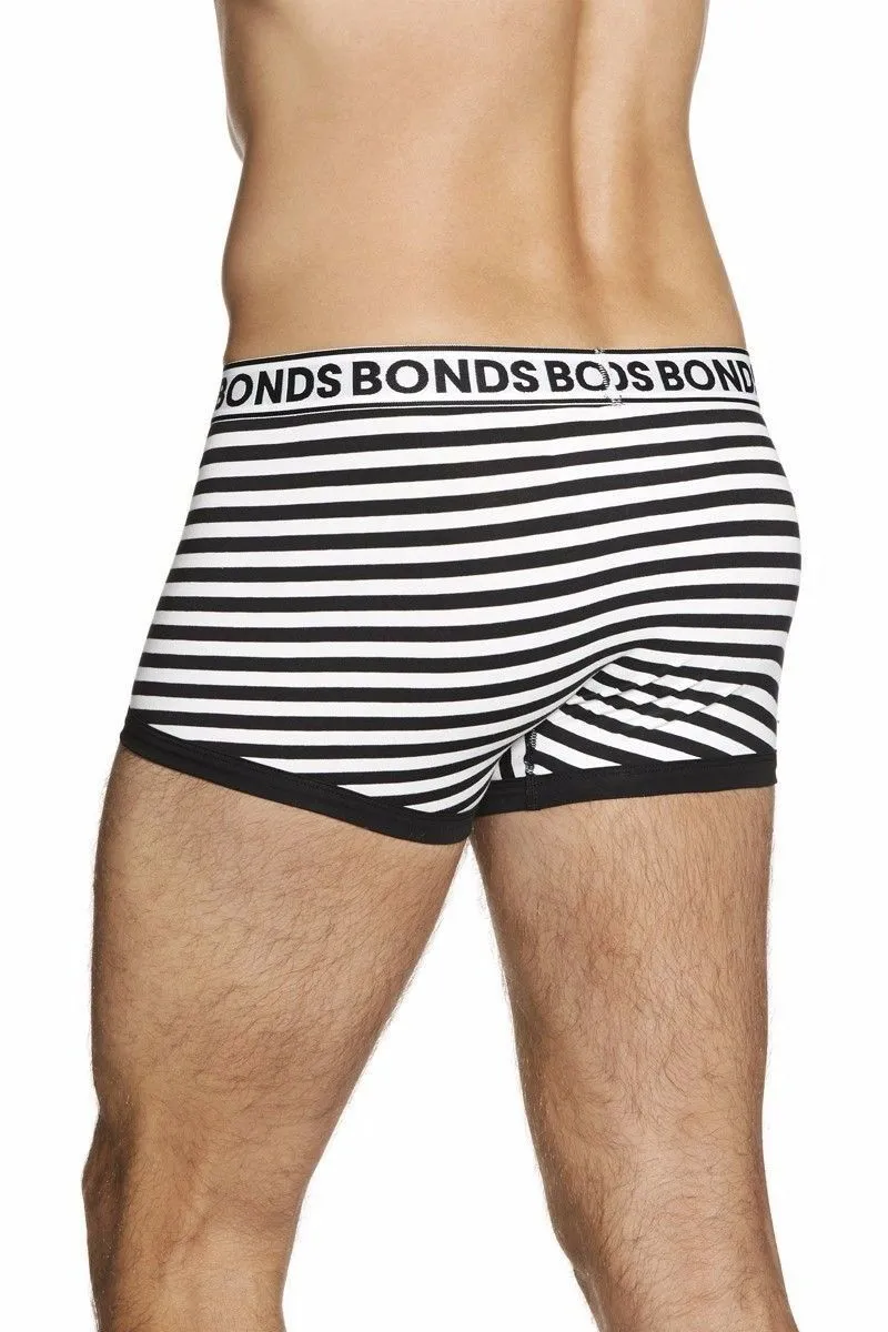 Bonds Mens Striped Slim Fit Trunk Underwear in Black and White - Pack of 5