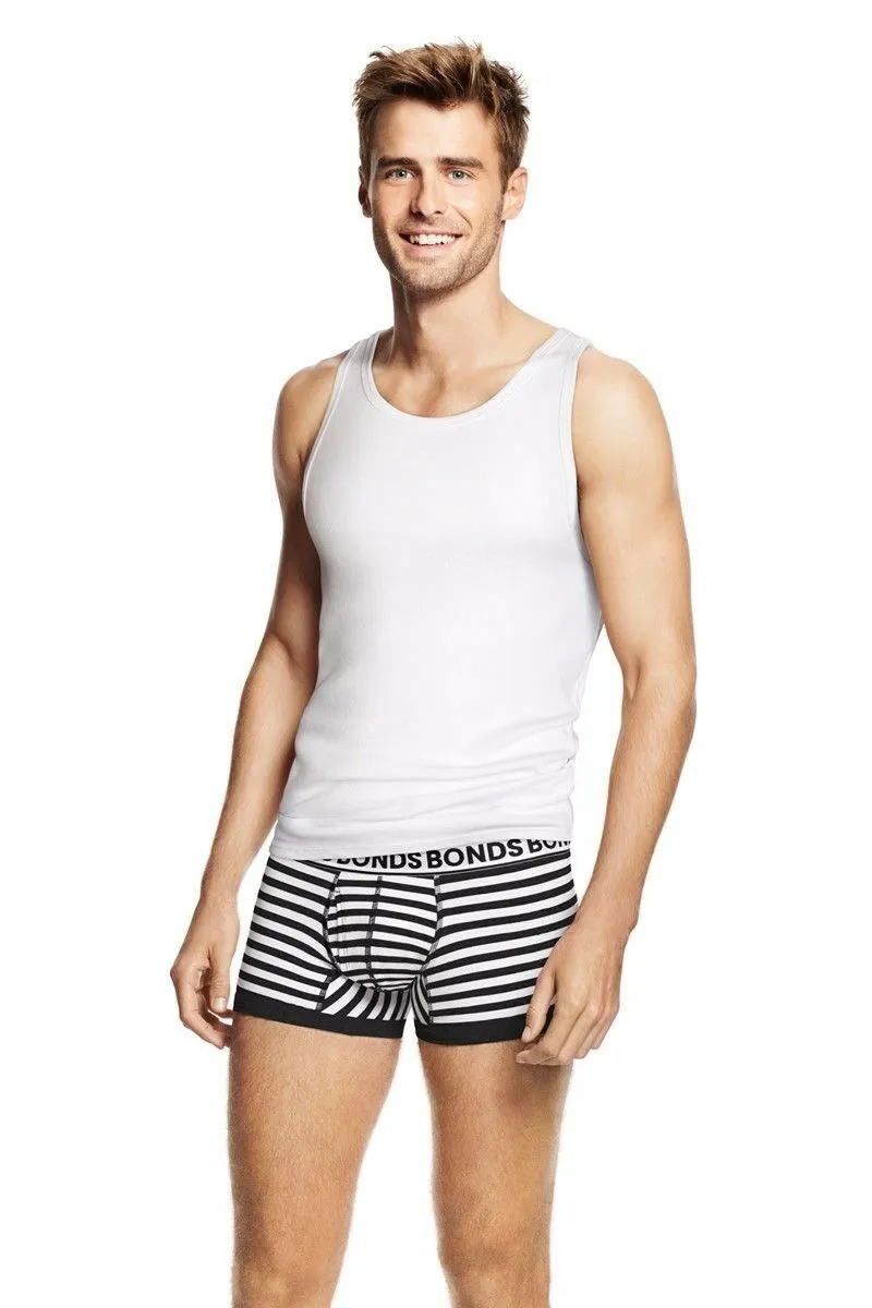 Bonds Mens Striped Slim Fit Trunk Underwear in Black and White - Pack of 5