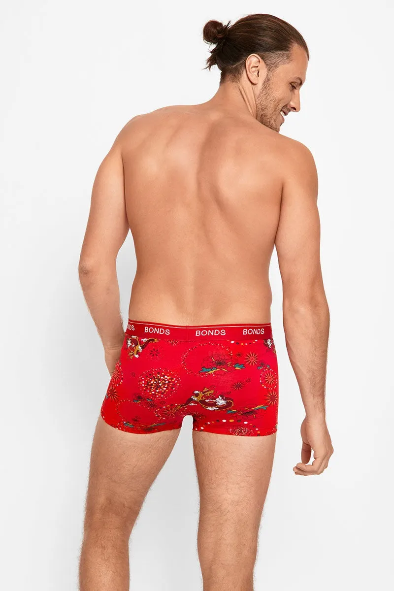 5 x Mens Bonds Guyfront Trunks Underwear Red Lucky Dragon