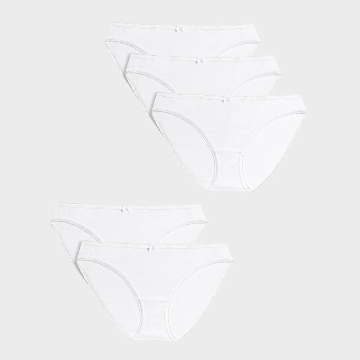 5pk White Cotton Bikini Briefs