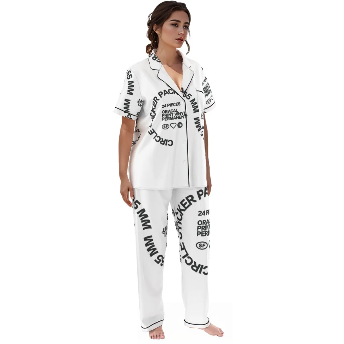 65mm Print All-over print Women'S Trousers Pajamas 2pc Set