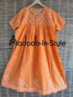 Aadaab-in-style  ,Very Comfy Cotton Nighty with fine hand chikankari work-MADH001LO