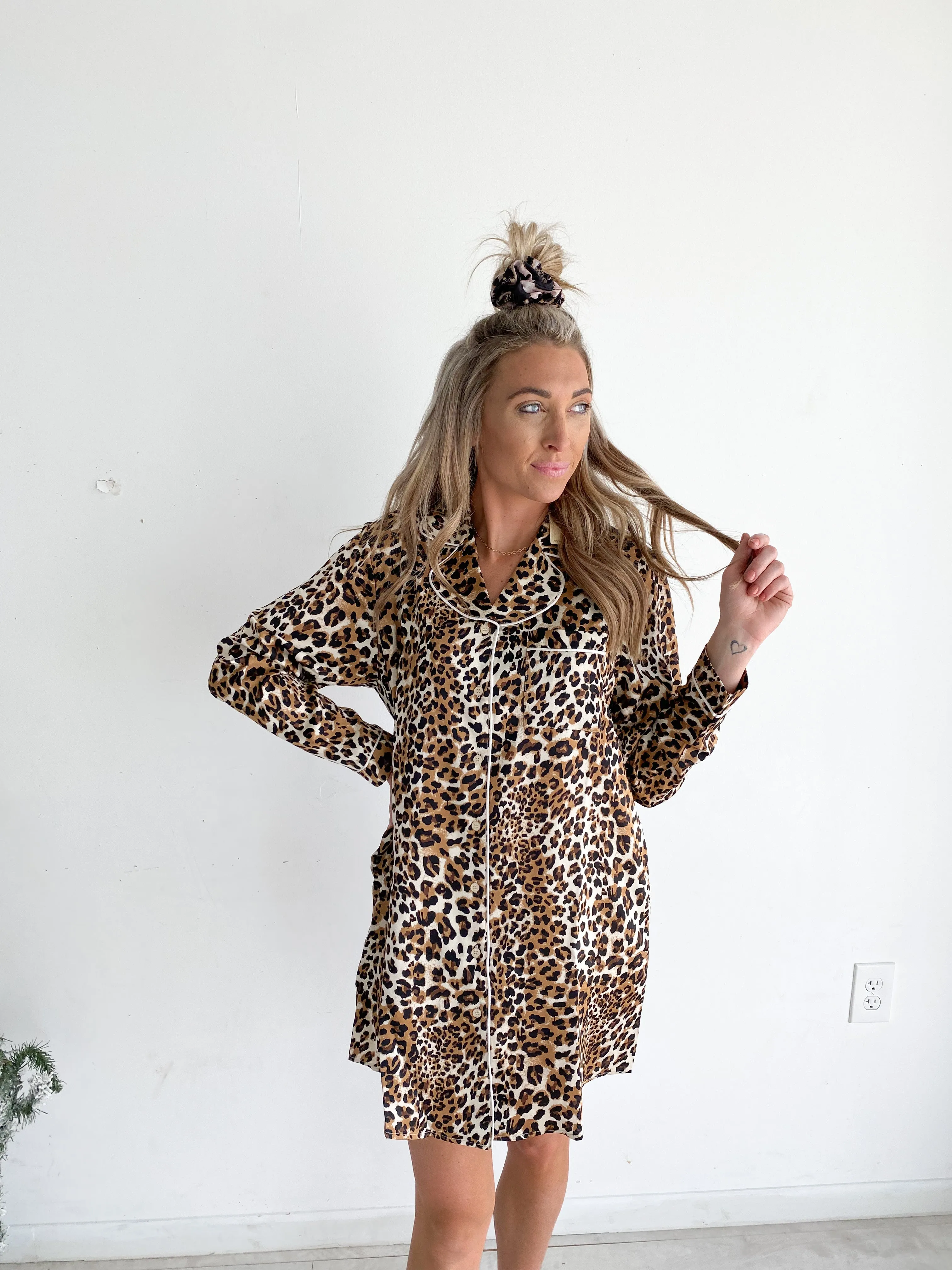 All That Sass Cheetah Button Nightgown