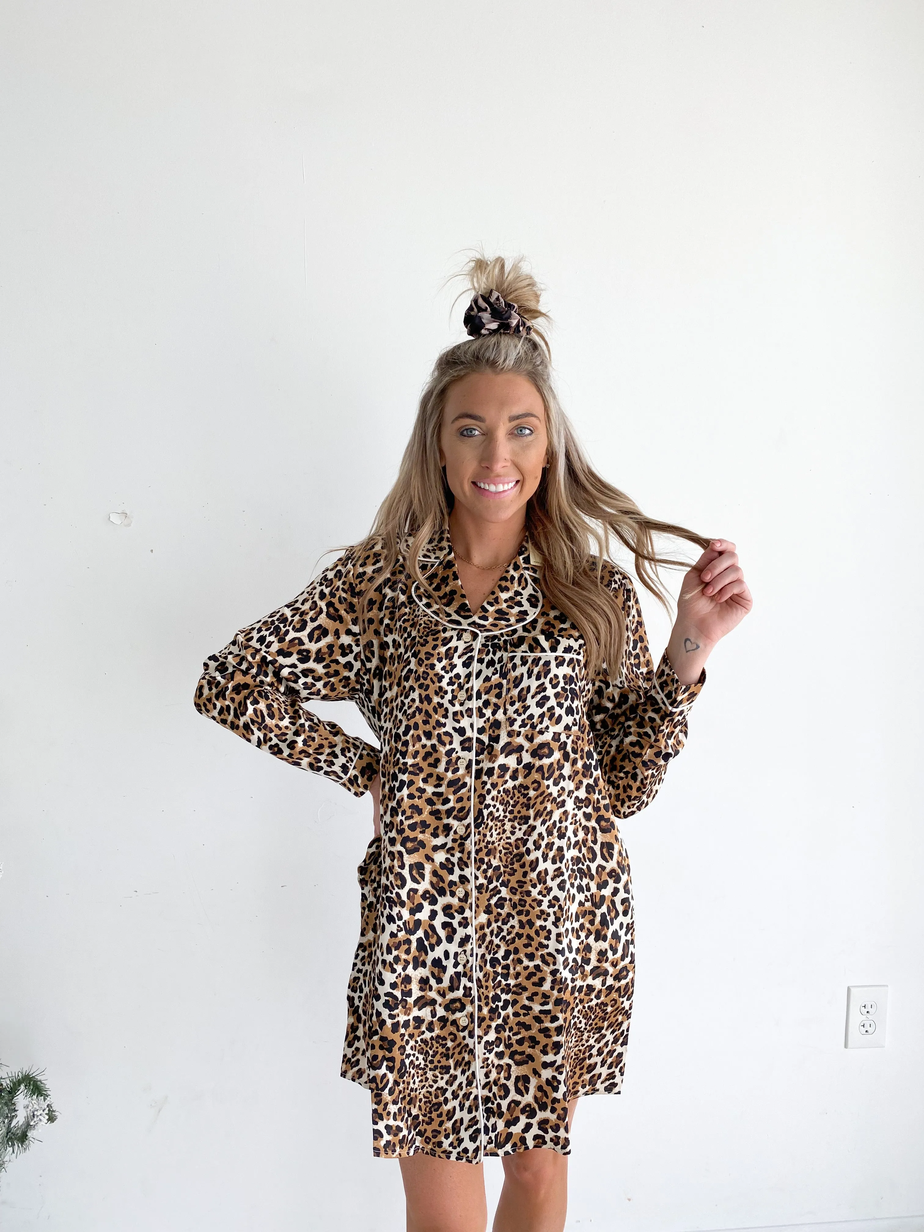 All That Sass Cheetah Button Nightgown