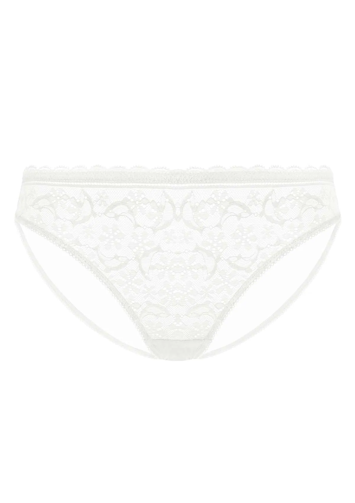 Anemone Lace Dolphin Mid-low Rise White Bikini Underwear