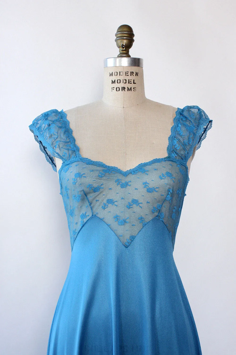 Aqua Lace Flared Nightgown S/M