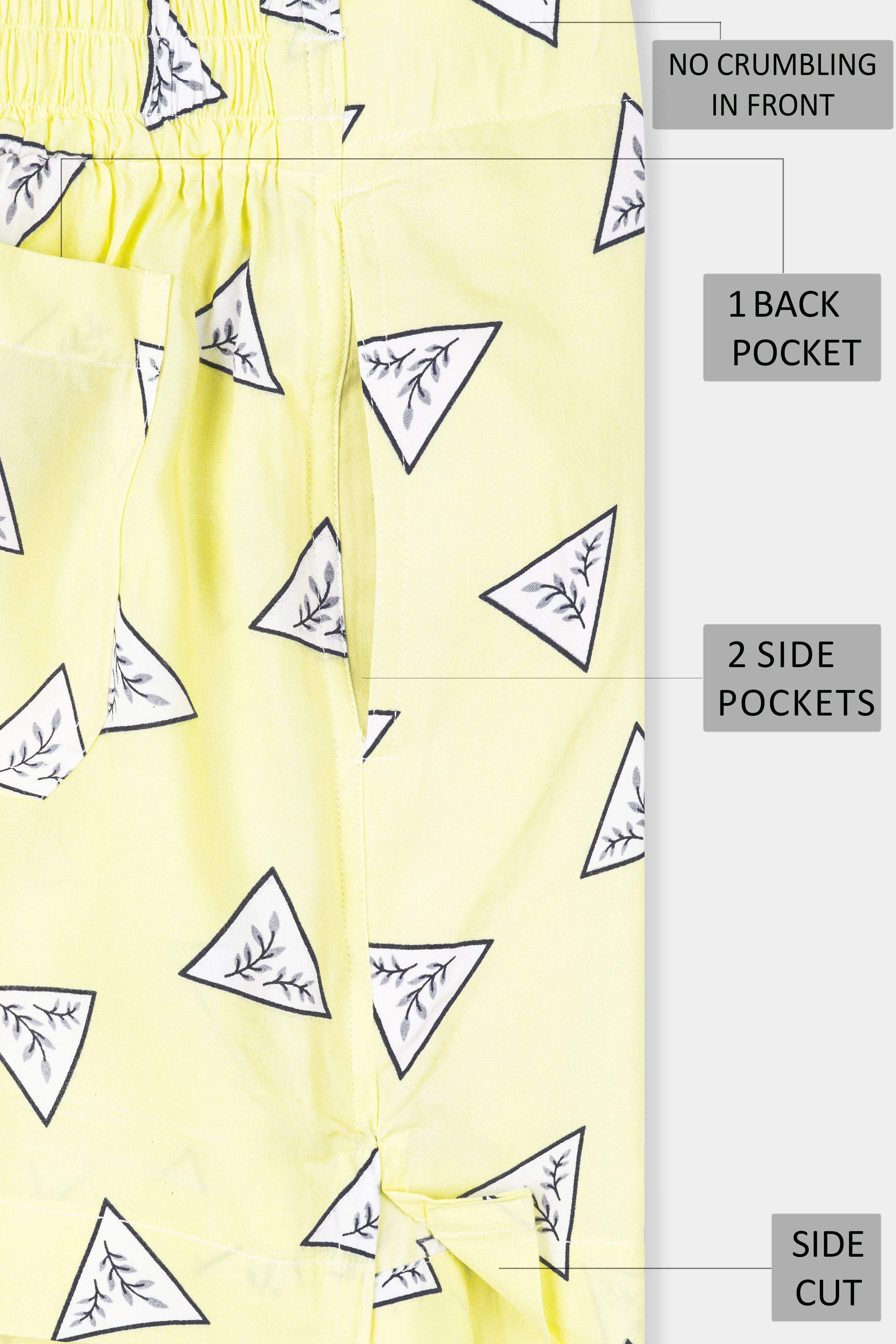 Astra Yellow Triangle Printed and Bright White With Comet Brown Printed Premium Cotton Boxers