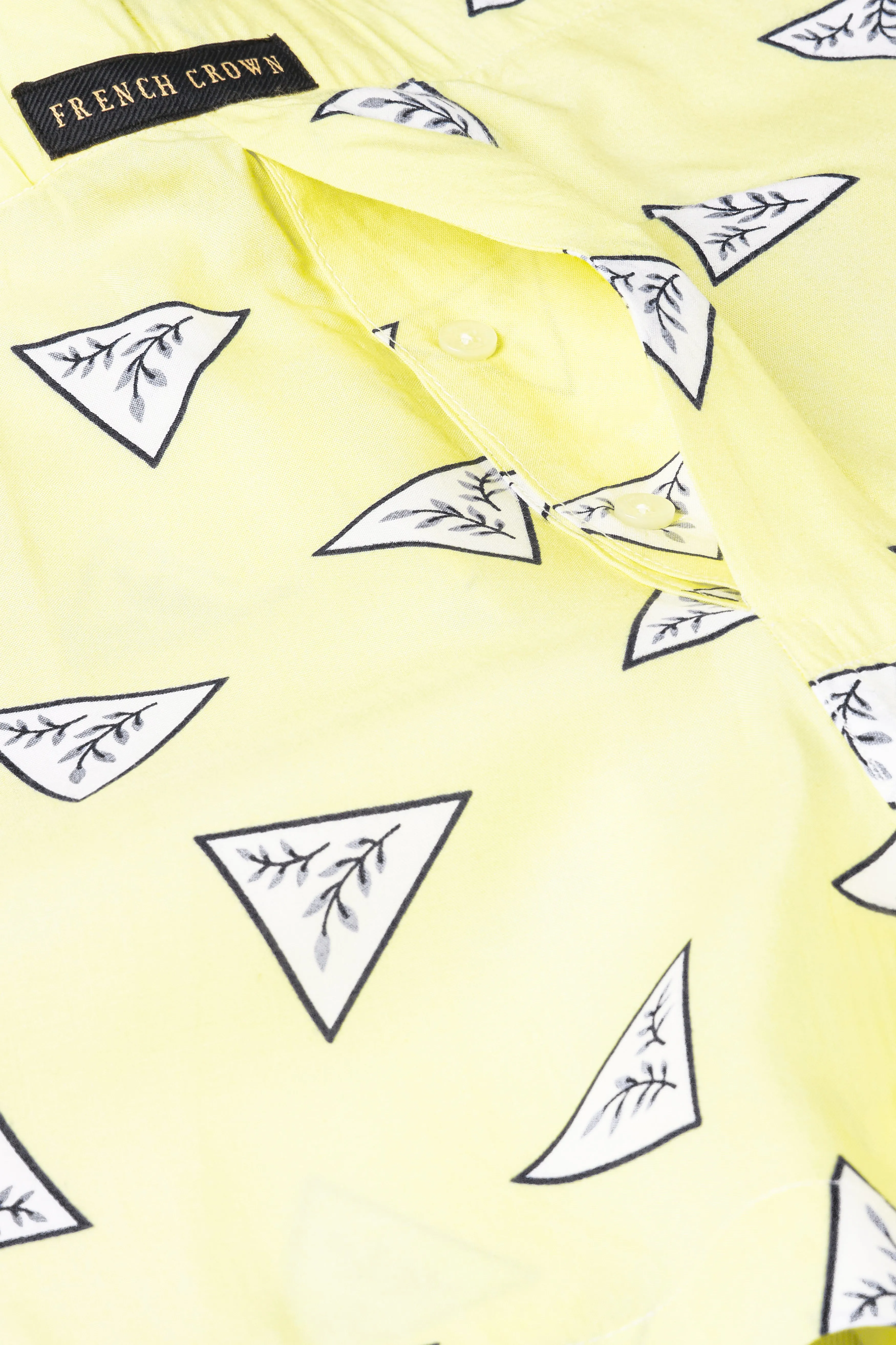 Astra Yellow Triangle Printed and Bright White With Comet Brown Printed Premium Cotton Boxers