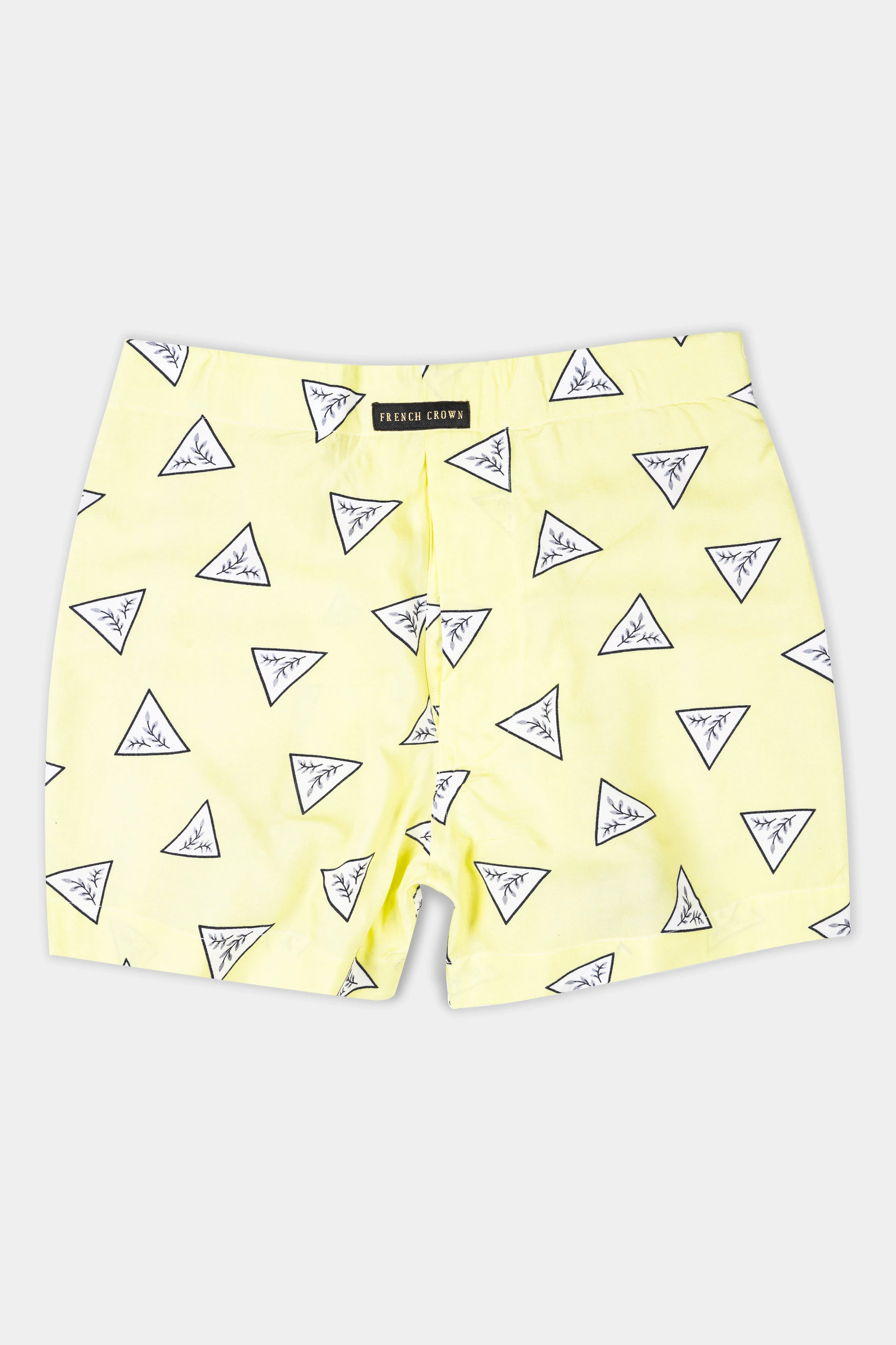 Astra Yellow Triangle Printed and Bright White With Comet Brown Printed Premium Cotton Boxers