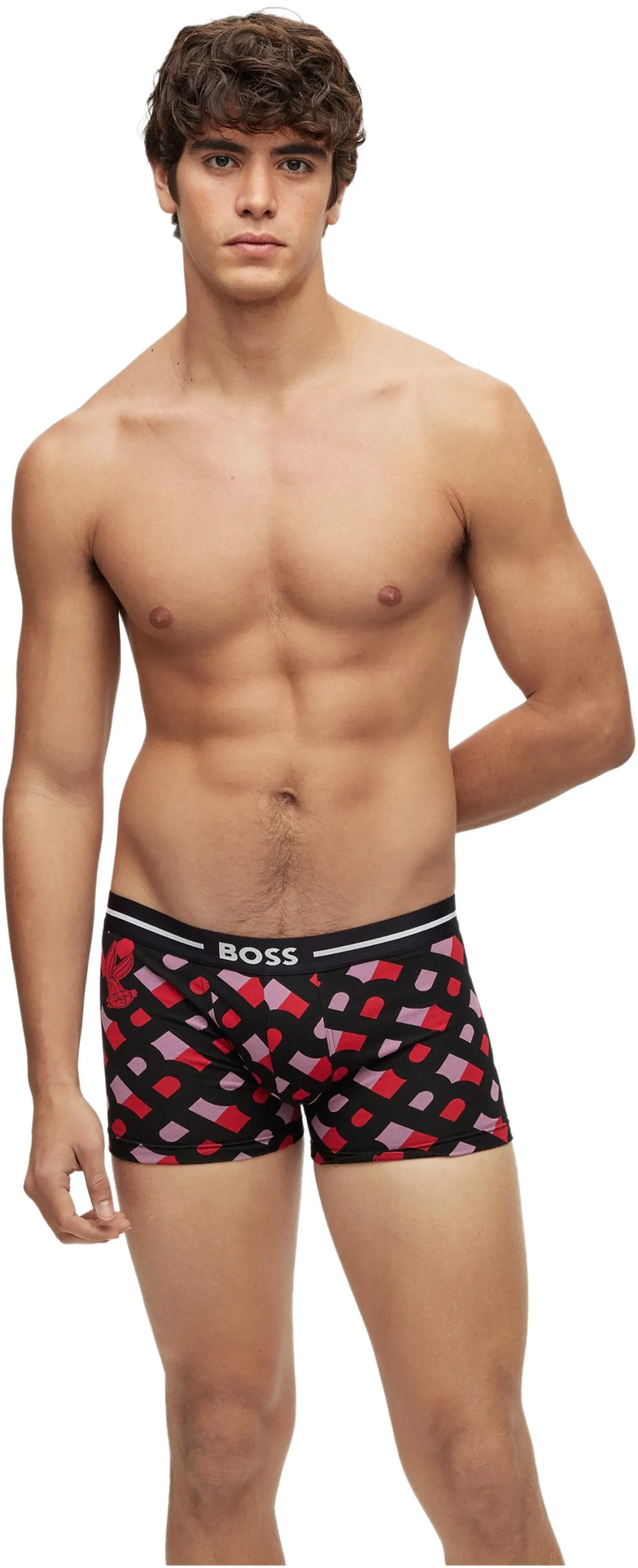 Boss Trunk 3 Pair Boxers In Red Black