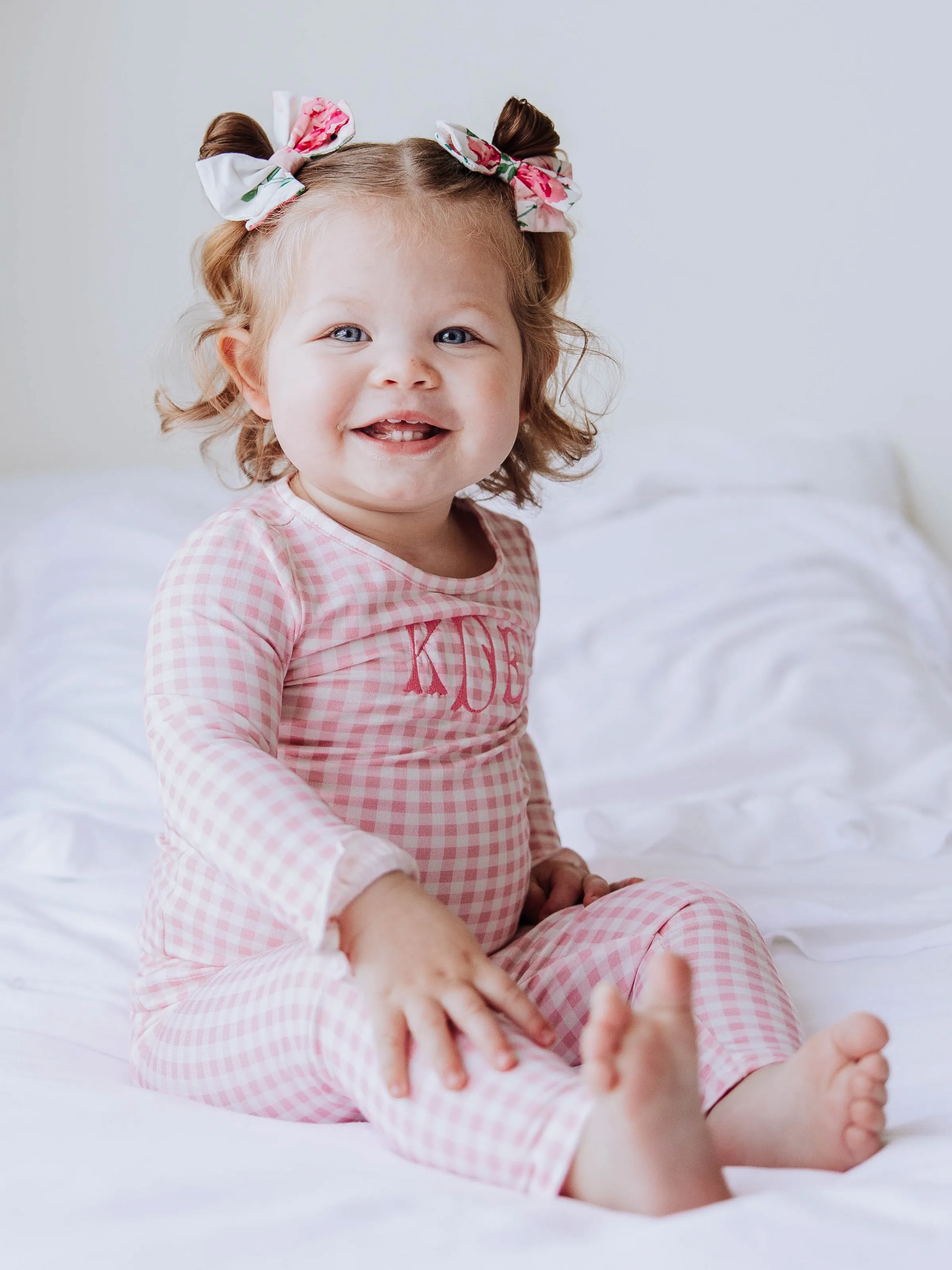 Cloud Fitted Ruffled Pajamas - Flamingo Check