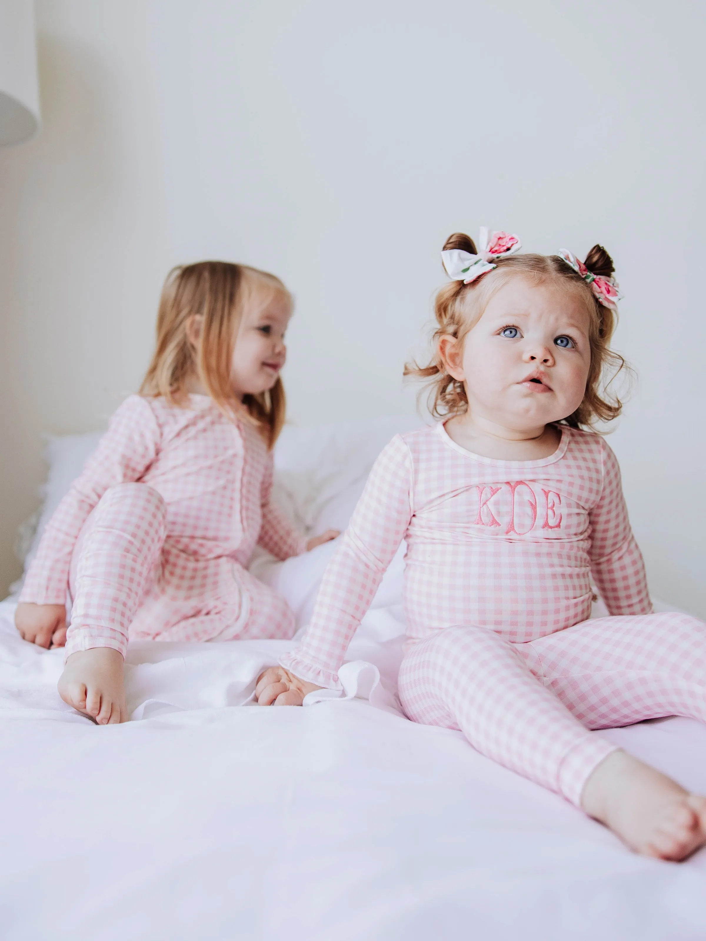 Cloud Fitted Ruffled Pajamas - Flamingo Check