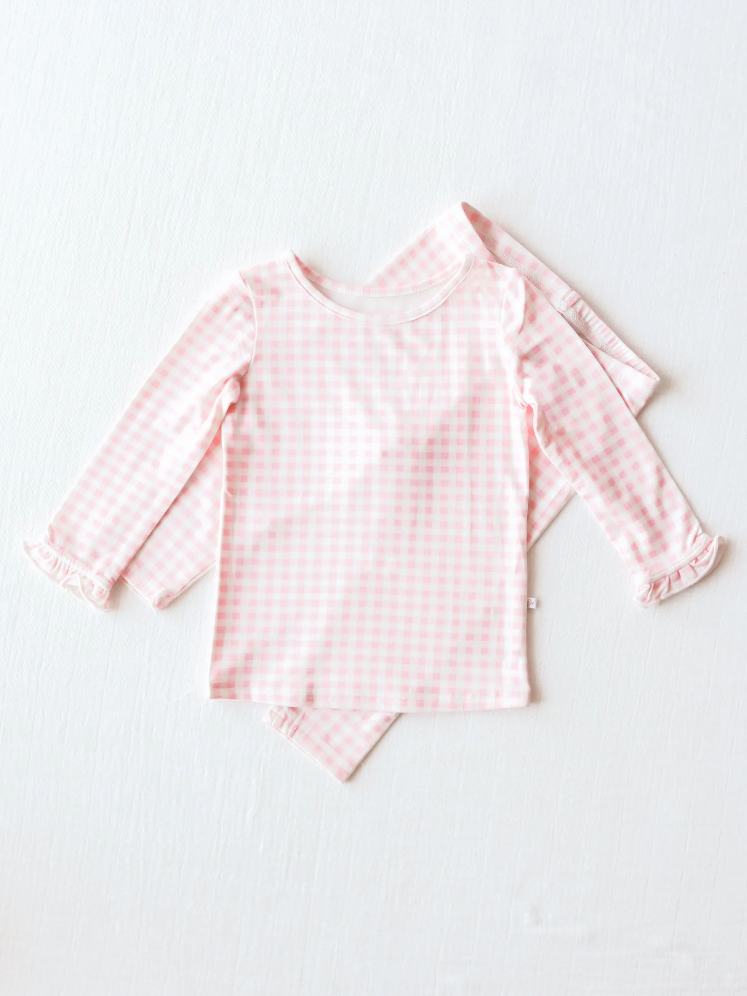 Cloud Fitted Ruffled Pajamas - Flamingo Check