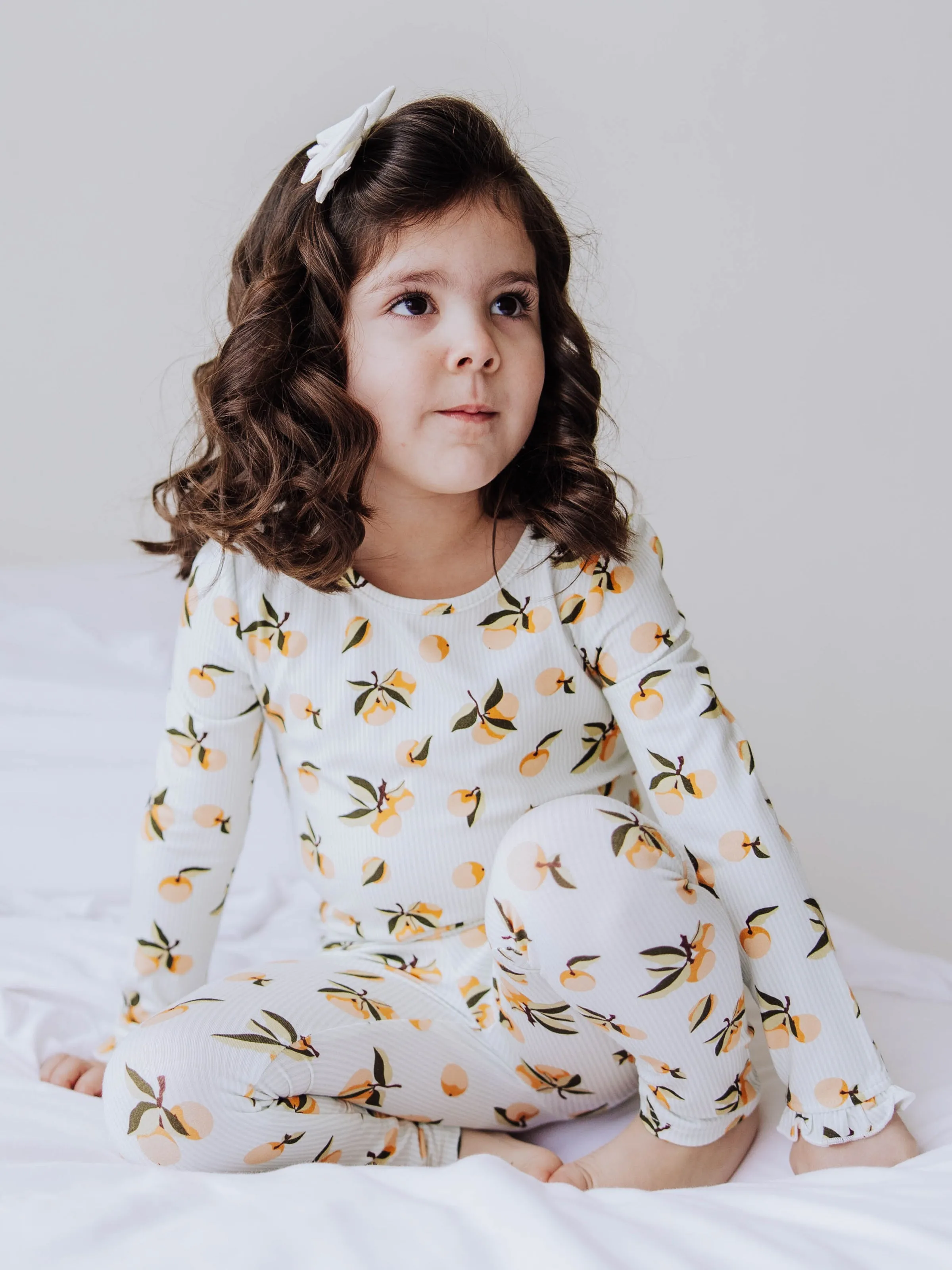 Cloud Fitted Ruffled Pajamas - Oranges Stripe