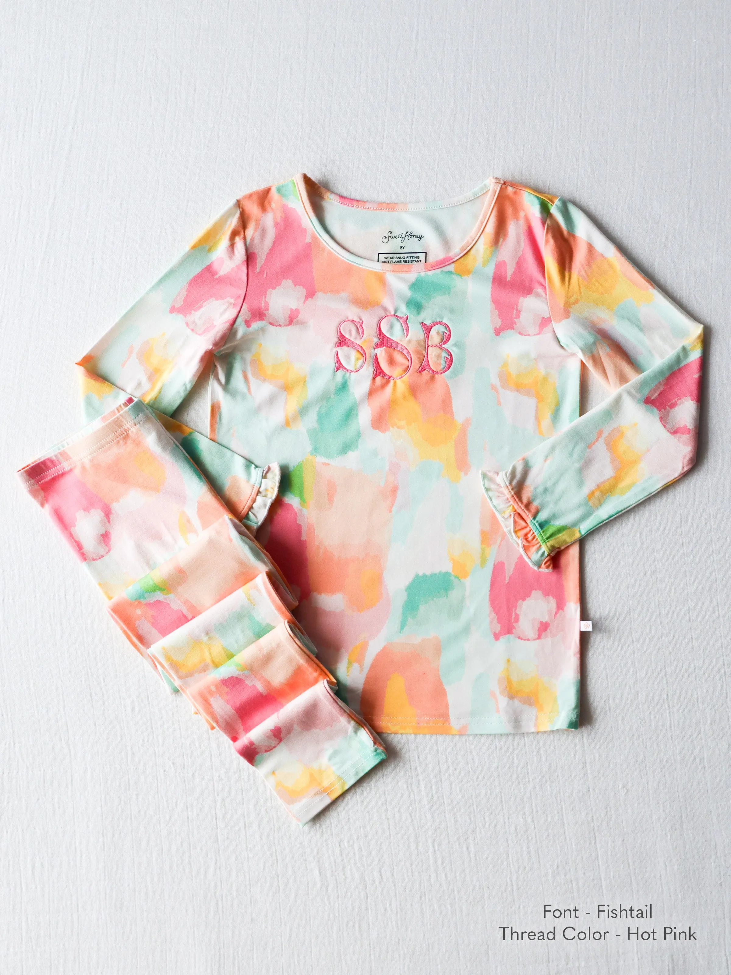 Cloud Fitted Ruffled Pajamas - Popsicle Splash