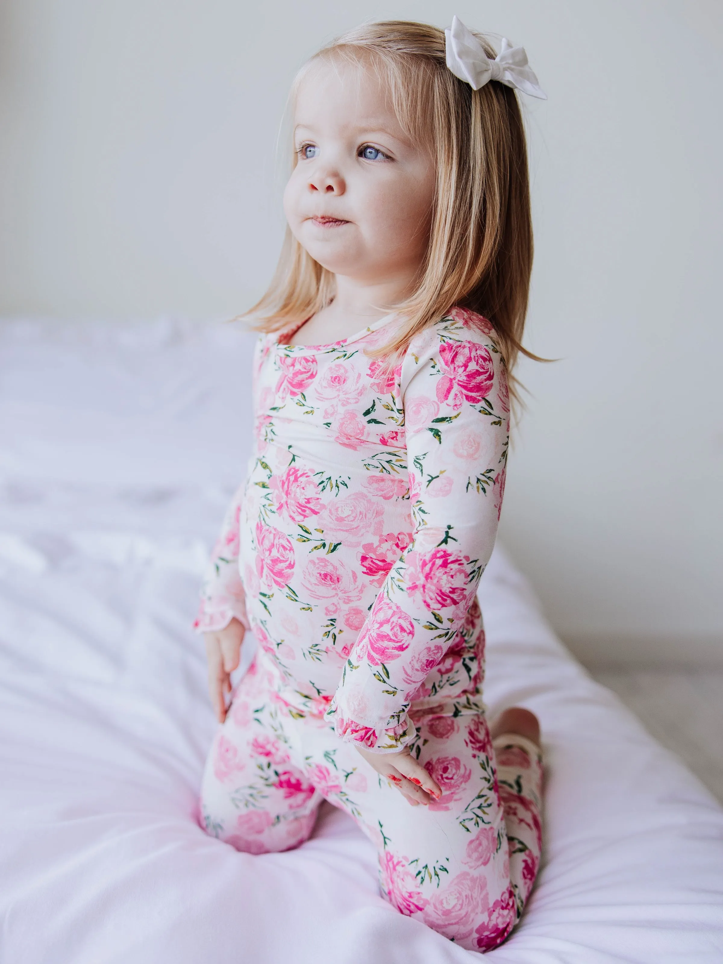 Cloud Fitted Ruffled Pajamas - Wild Roses