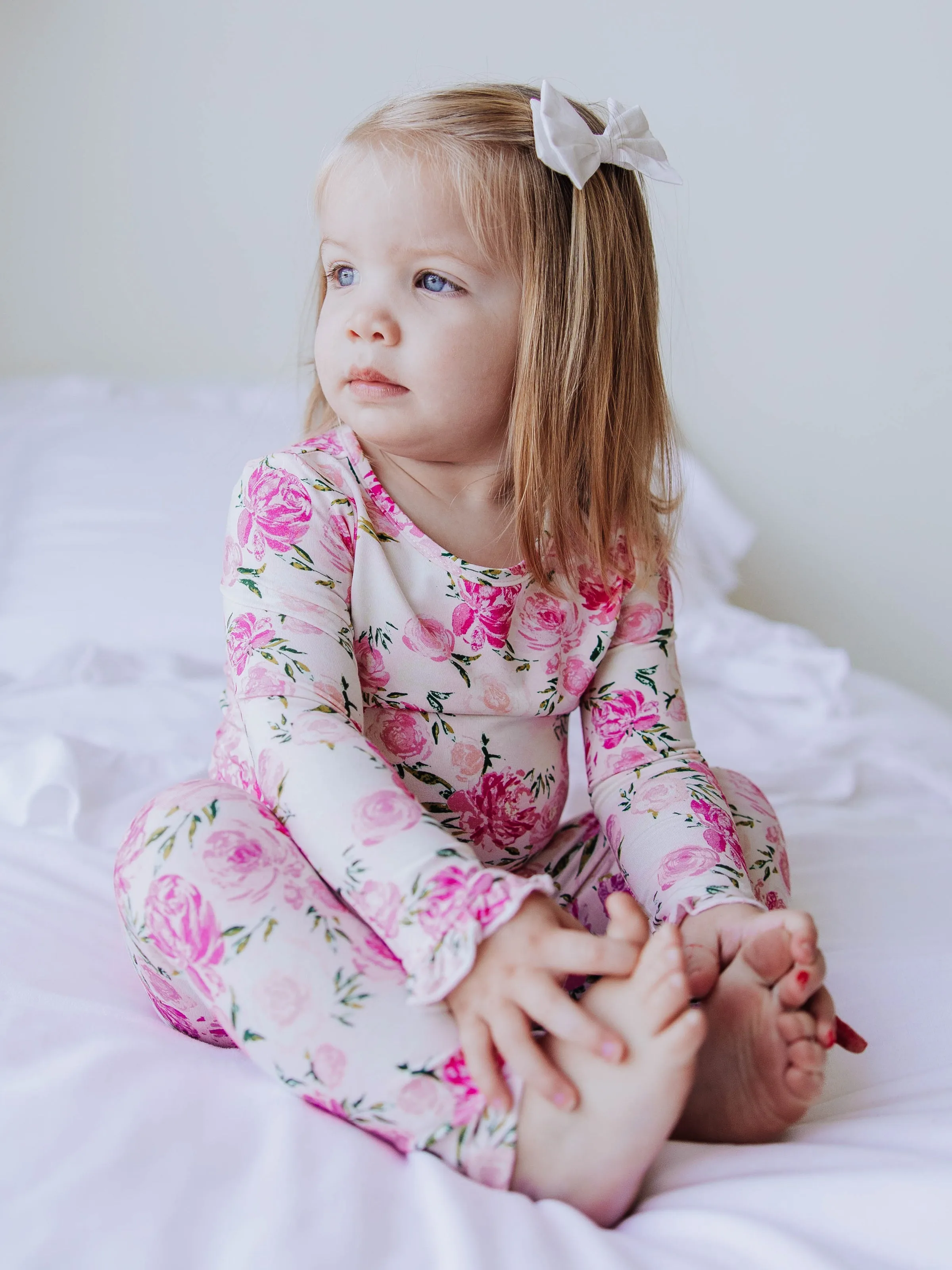 Cloud Fitted Ruffled Pajamas - Wild Roses