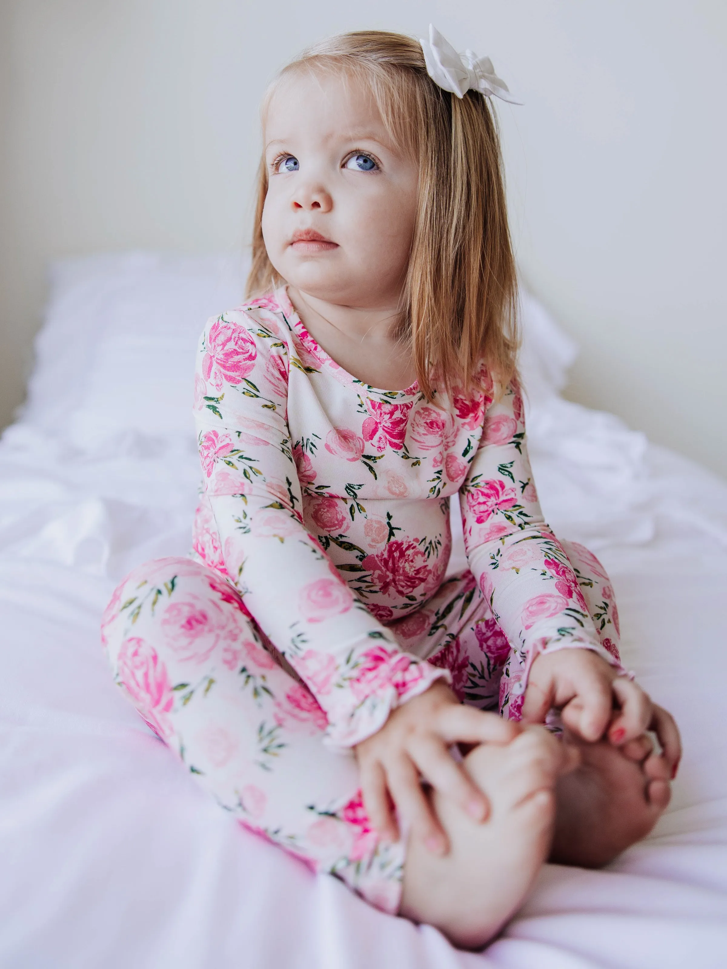 Cloud Fitted Ruffled Pajamas - Wild Roses