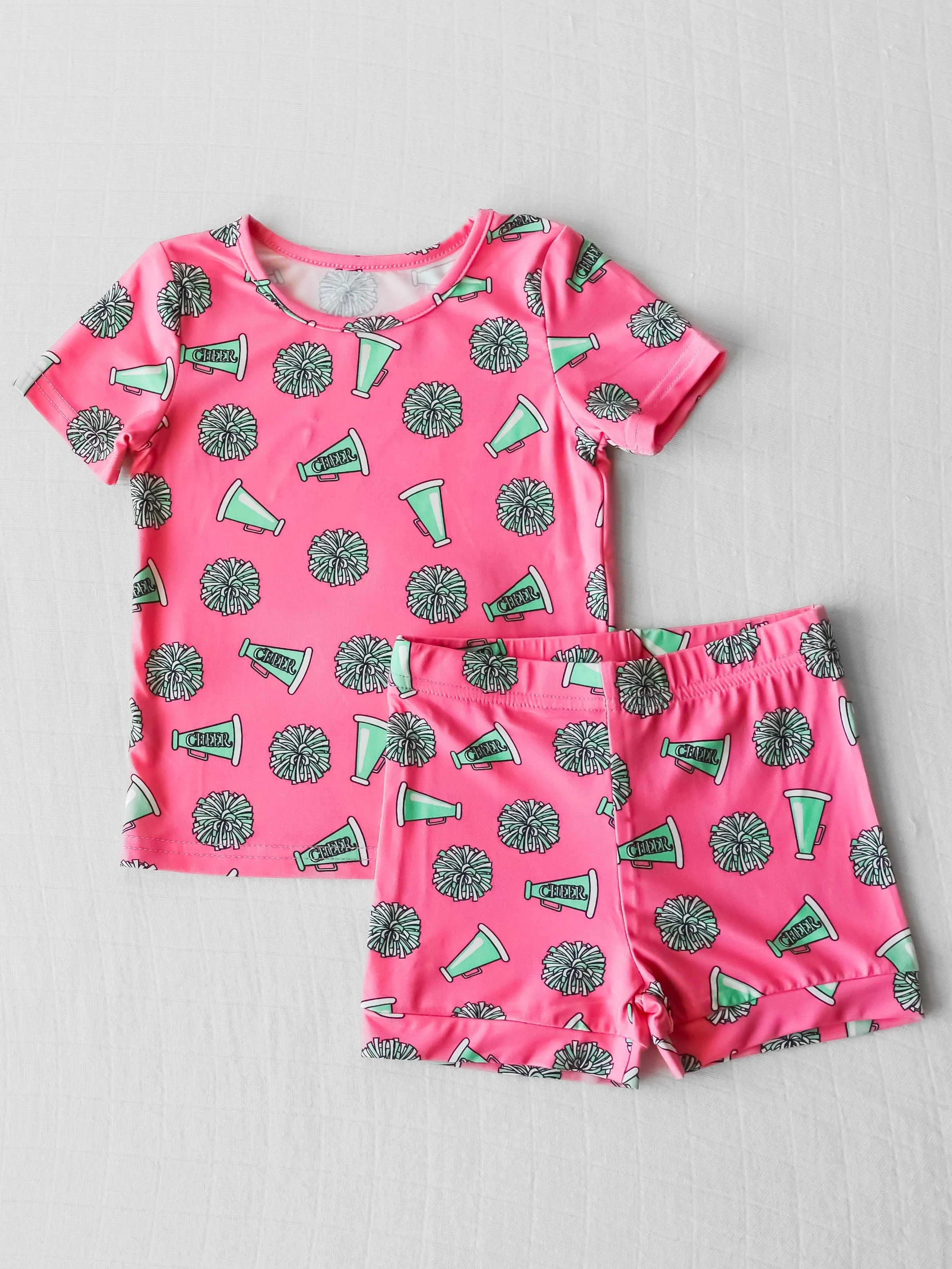 Cozy Cloud-Fitted Short Set Pajamas in Vibrant Pep Rally Pink