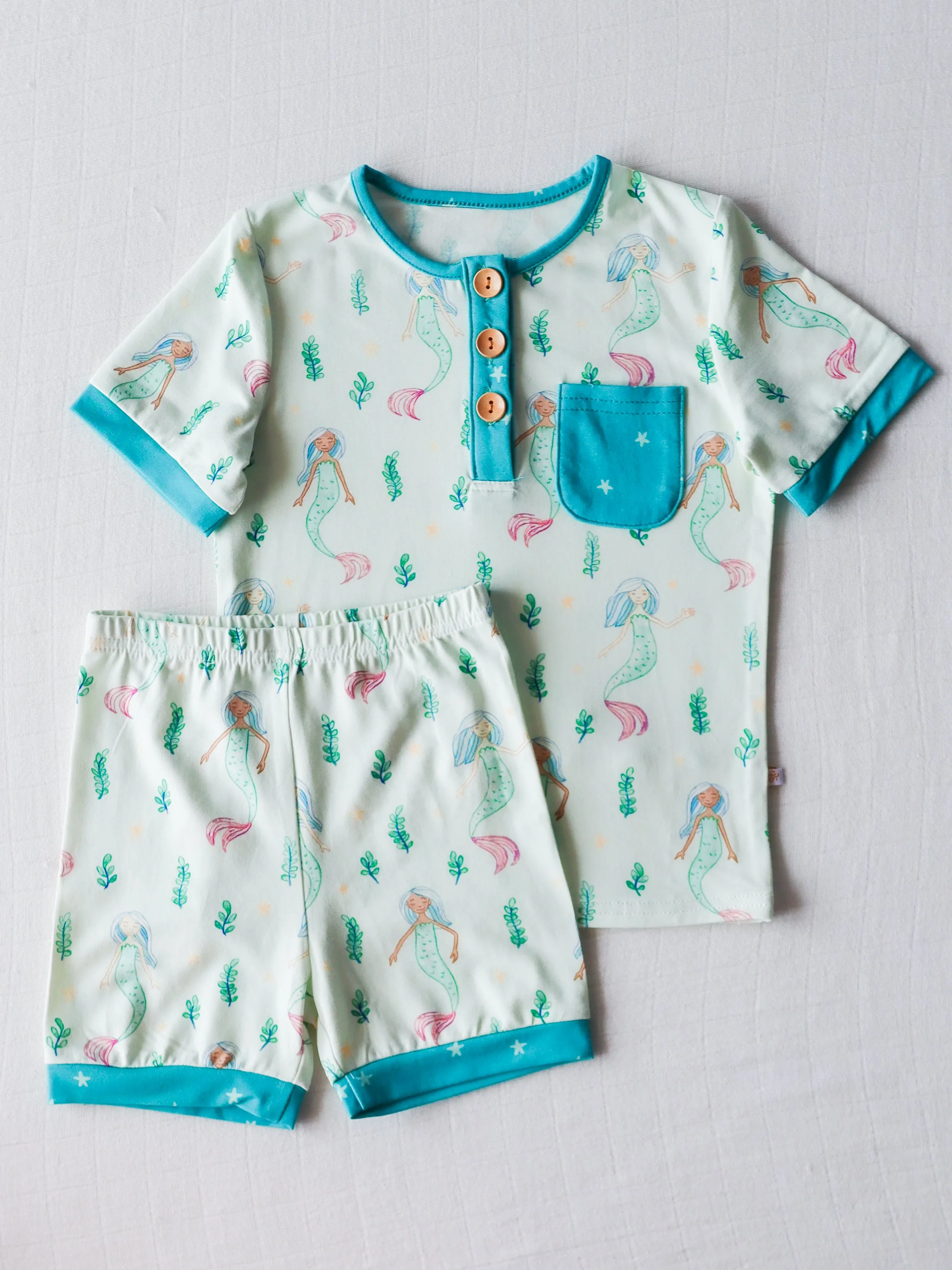 Cloud Short Set Pajamas - Mermaid Princesses