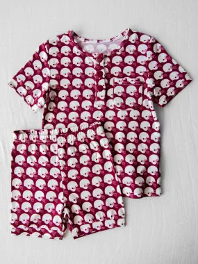 Cloud Short Set Pajamas - Touch Down Maroon