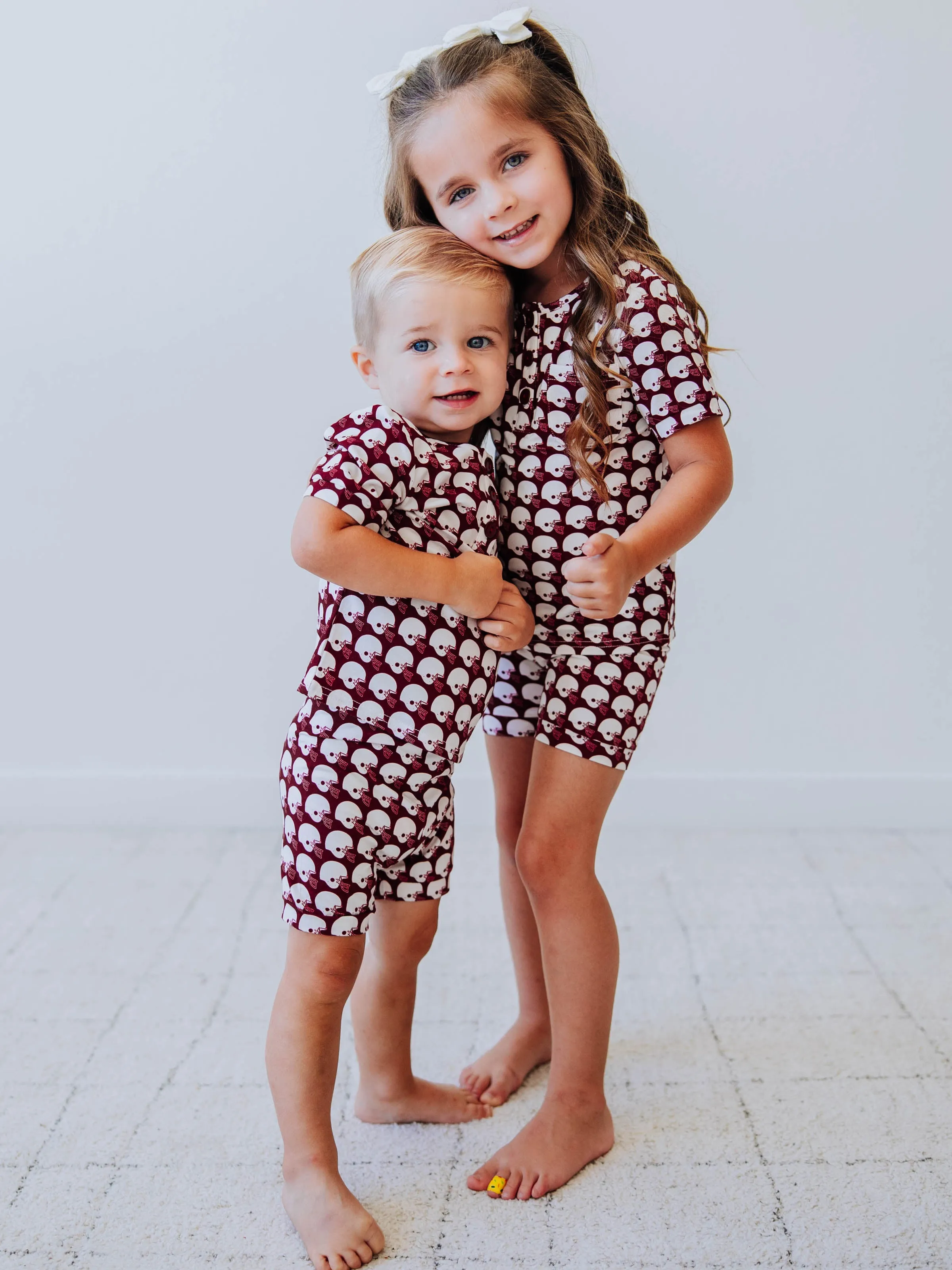 Cloud Short Set Pajamas - Touch Down Maroon