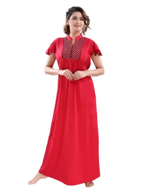 Cotton Blend Designer Nighty Red