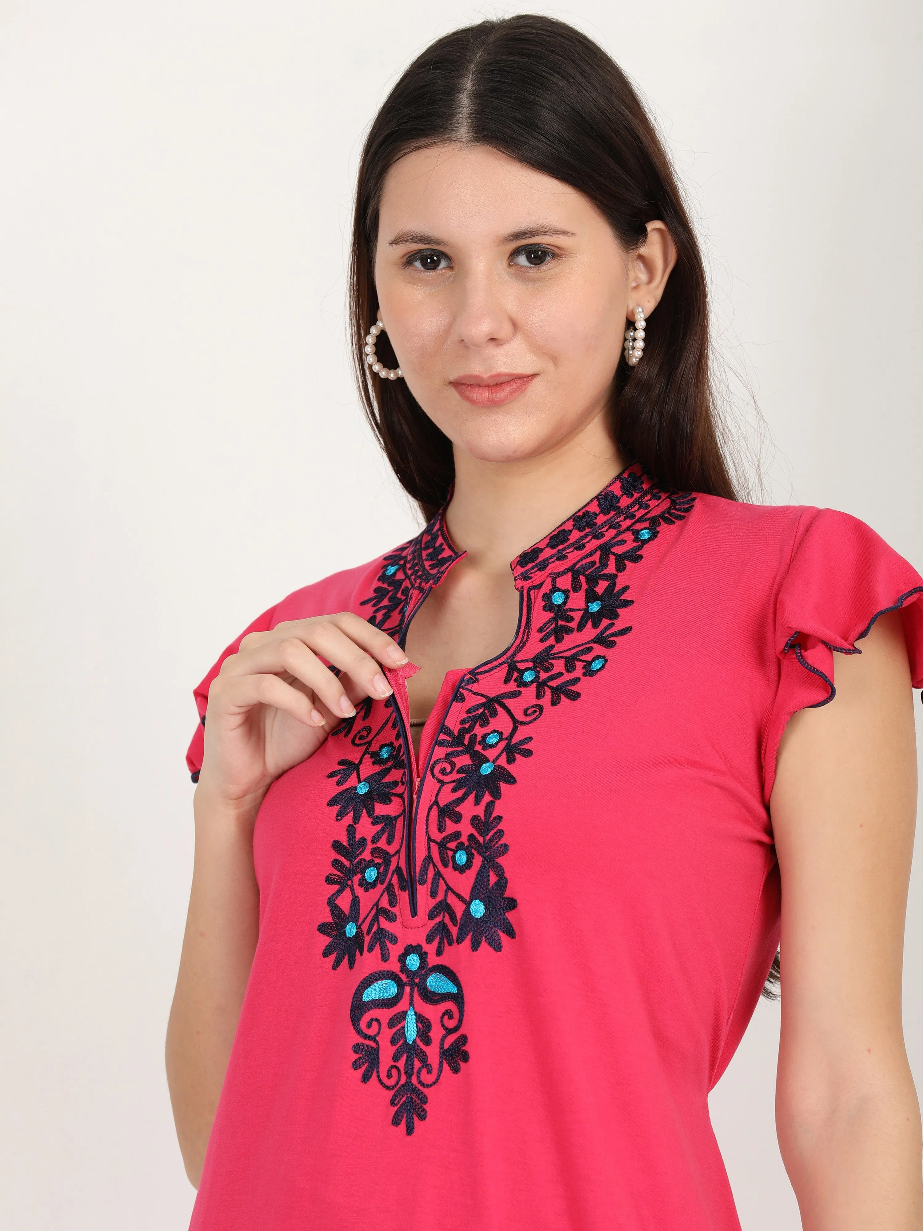 Cotton Blend Designer Pink Nighty