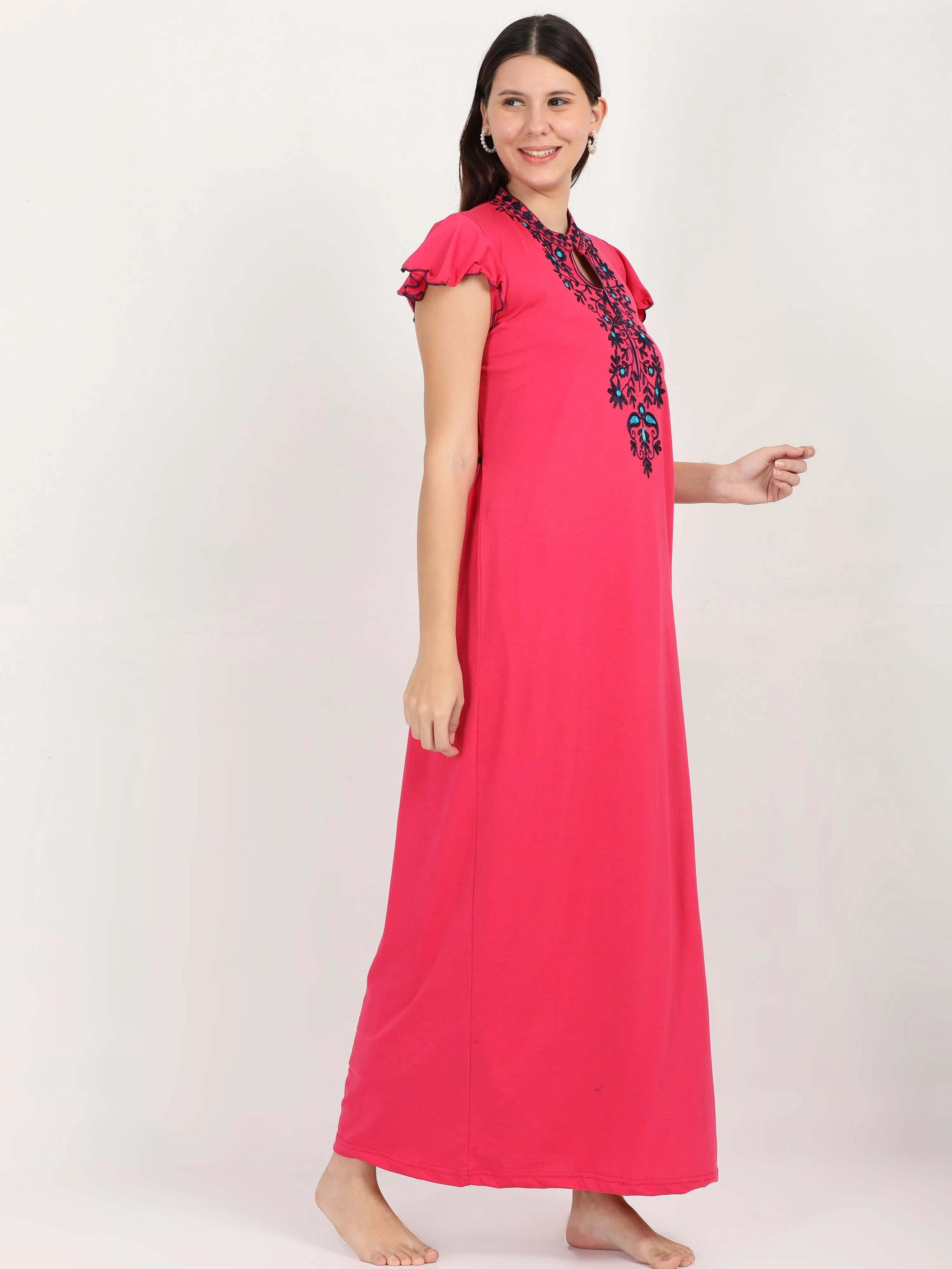 Cotton Blend Designer Pink Nighty