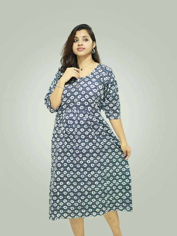 Cotton Printed Women's Feeding Nighty with Concealed Zipper - only 499/-