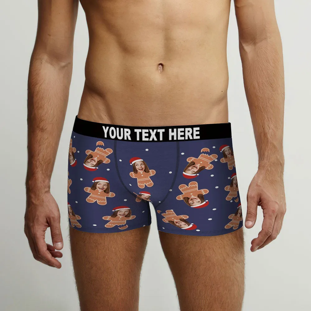 Custom Face Boxers Briefs Personalised Men's Shorts With Photo Christmas Gifts - Gingerbread