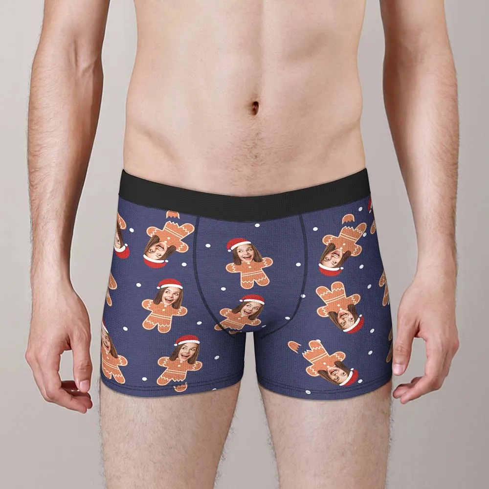 Custom Face Boxers Briefs Personalised Men's Shorts With Photo Christmas Gifts - Gingerbread