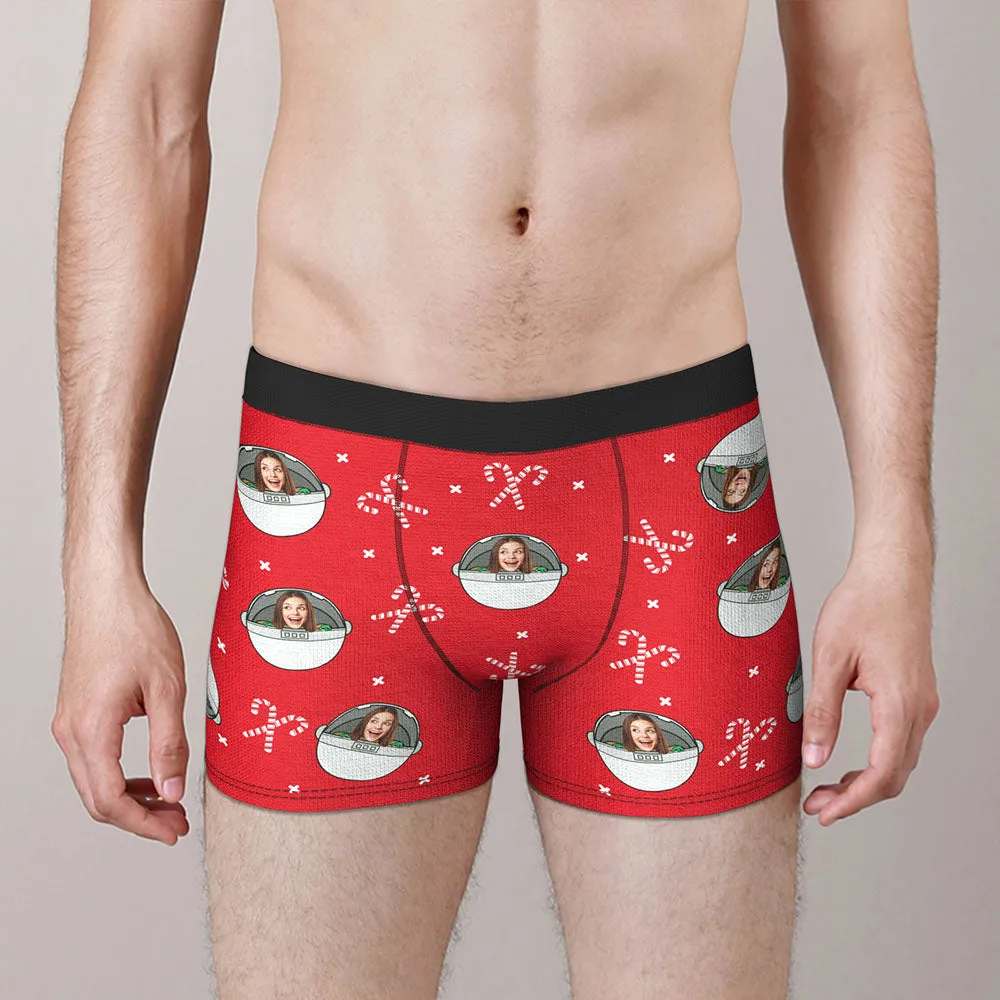 Custom Face Boxers Briefs Personalised Men's Shorts With Photo Christmas Gifts Red