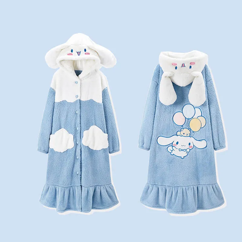 Adorable Cinnamoroll Coral Velvet Thickened Nightgown - Cozy Home Wear by 0075