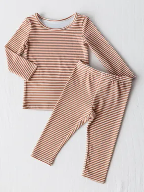 Dreamer Two-Piece Pajamas - Mustard Stripe