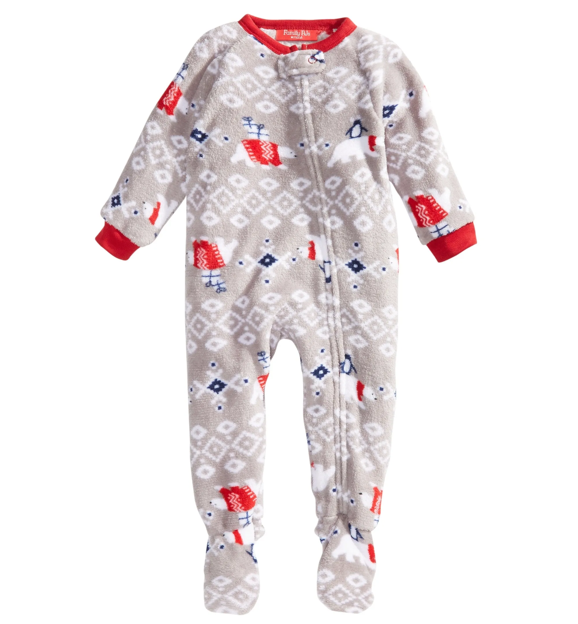 Family Pajamas Baby's Polar Bear Footed Fleece Pajamas, Grey, 18MO