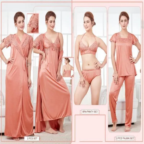 Fancy 6pc Bridal Nighty Set For Women