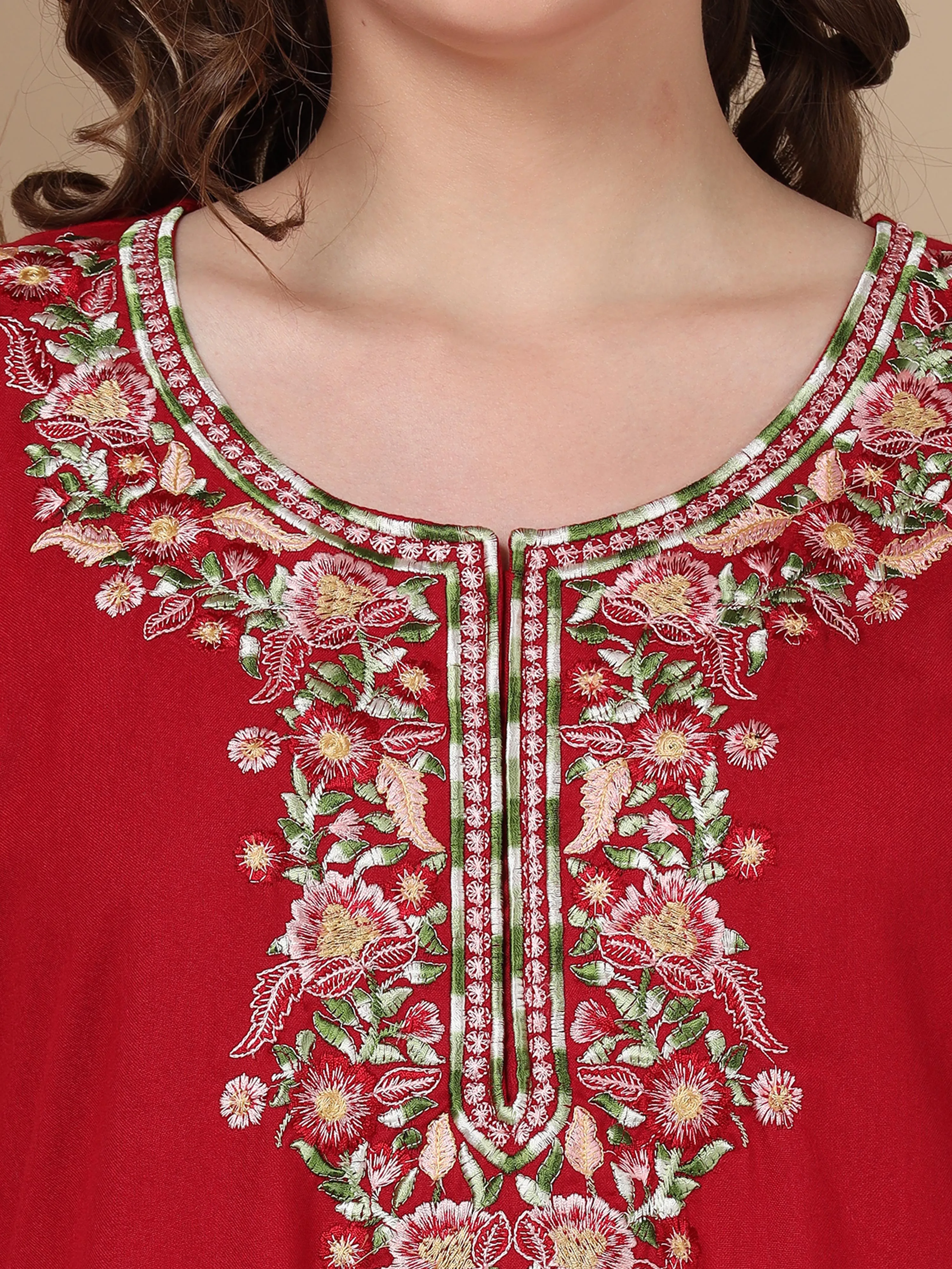 Finest Embroidery Fancy Maroon Alpine Designer Nighty