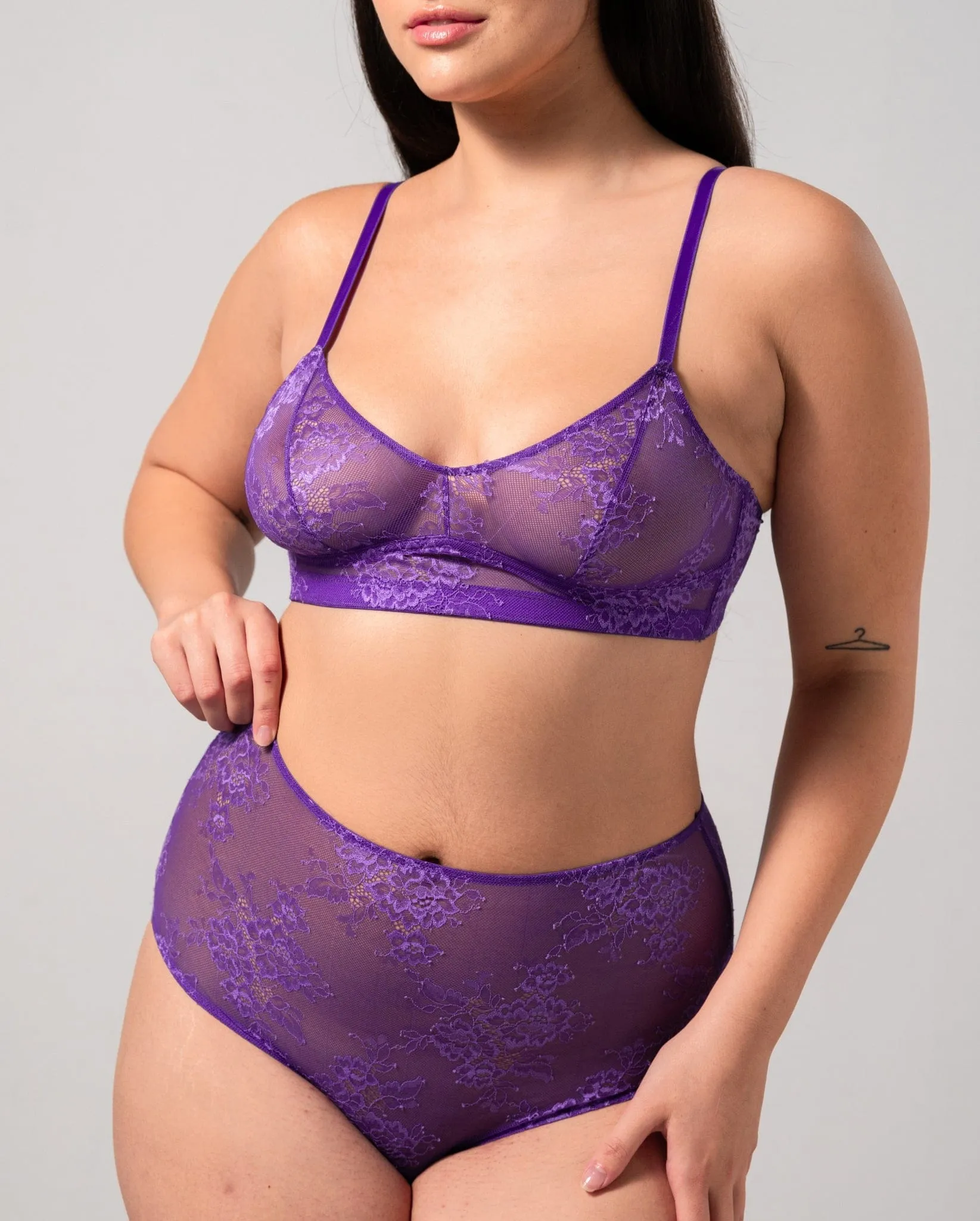 Floral Lace Highwaist Briefs Lilac