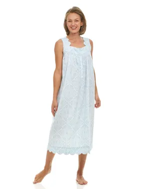 Ice Blue Filigree Gathered Nightgown