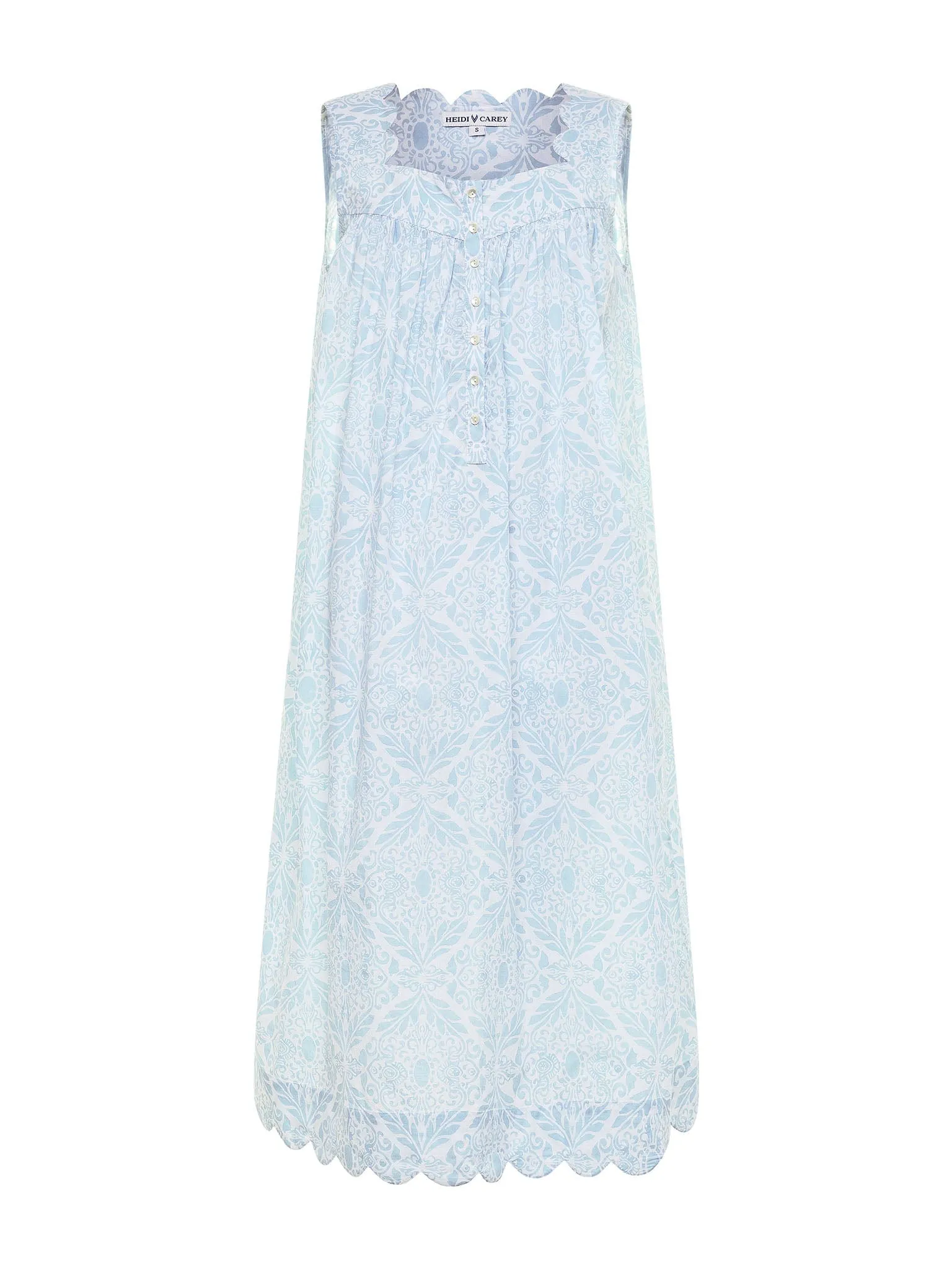 Ice Blue Filigree Gathered Nightgown