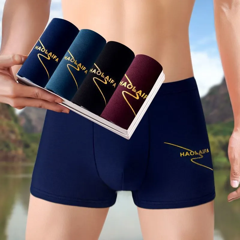 INSTOCK-4 pairs of men's cotton underwear, men's boxer briefs,