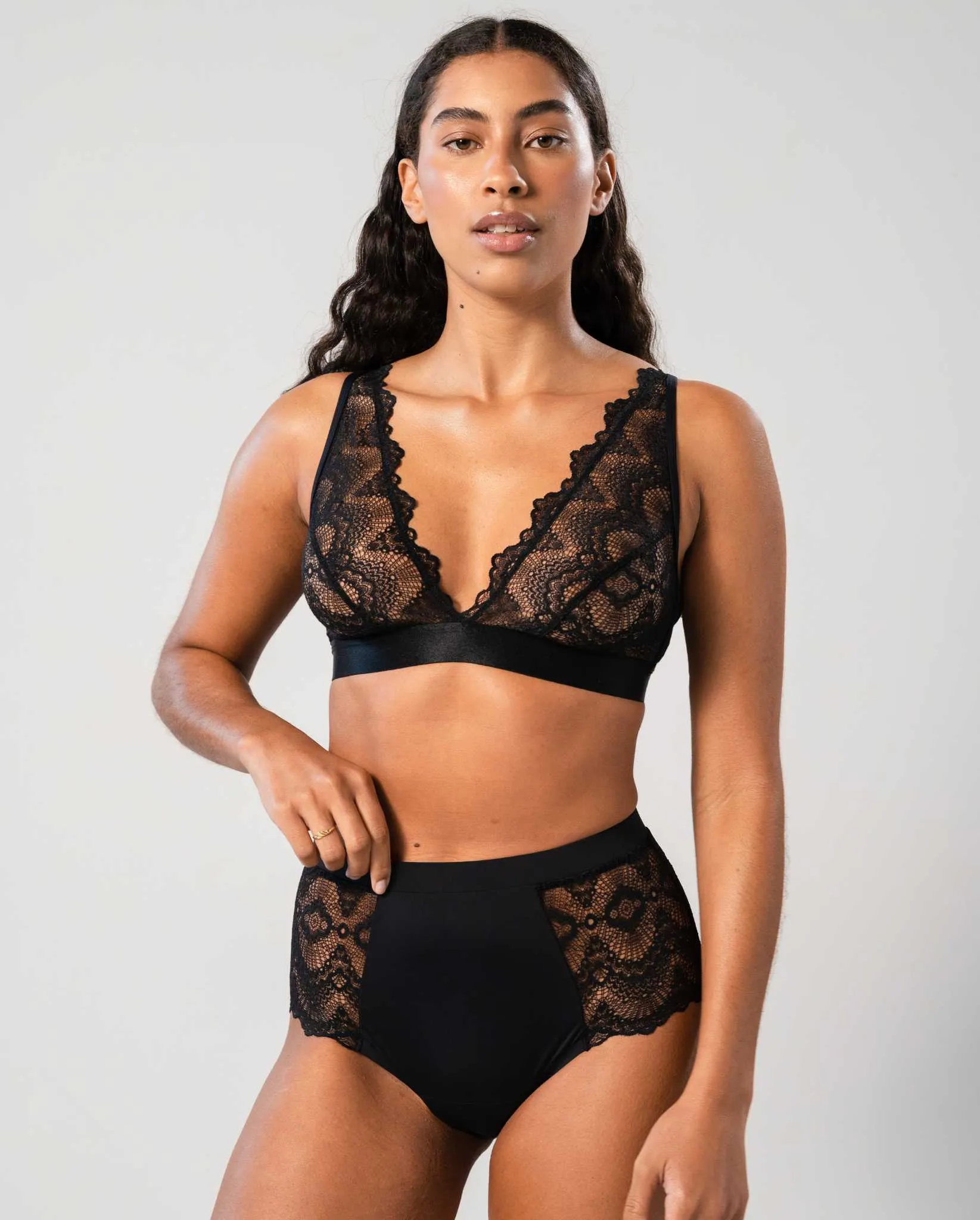 Lace Period Highwaist Briefs Black