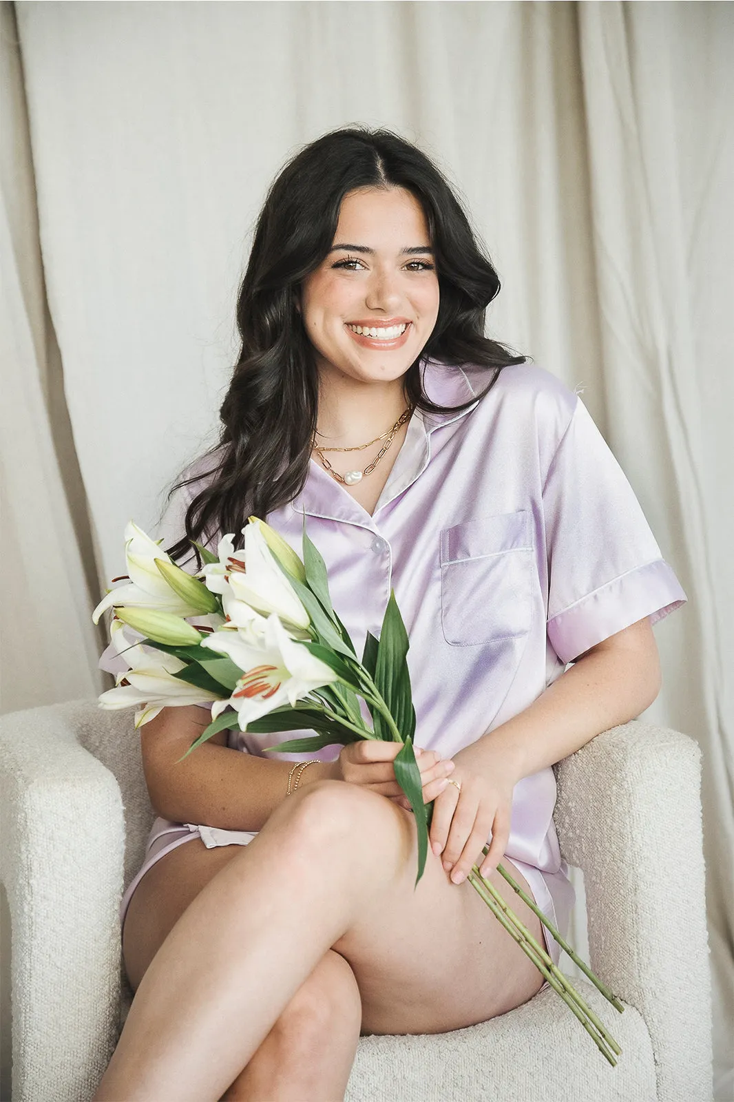 Lavender Satin Pajamas